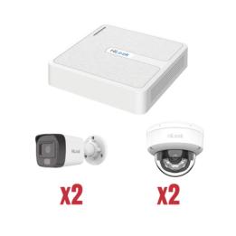Kit IP 1080p (2 Megapixel) / NVR de 4 Canales con 4 Puertos PoE / 2 Cámaras IP Bala para Exterior con microfono y Dual