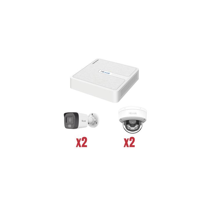 Kit IP 1080p (2 Megapixel) / NVR de 4 Canales con 4 Puertos PoE / 2 Cámaras IP Bala para Exterior con microfono y Dual