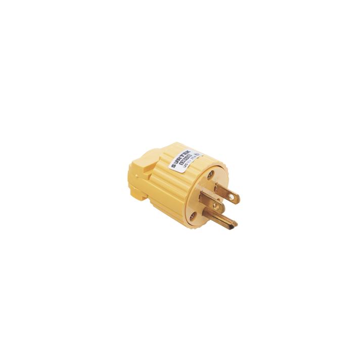 Clavija con Abrazadera Plástica Aterrizada  / 127 V CA 15 A Max.  / Fabricada en Plastico ABS.