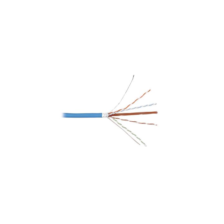 Bobina de Cable Blindado F/UTP de 4 Pares, Z-MAX, Cat6A, Soporte de Aplicaciones 10GBase-T, CMR (Riser), Color Azul,