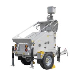 Traila / Remolque con Mástil Retráctil de 7.5 m. para Videovigilancia o Iluminación, con Bases para Instalar Paneles