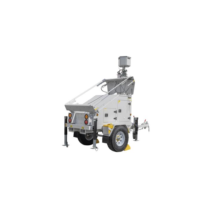 Traila / Remolque con Mástil Retráctil de 7.5 m. para Videovigilancia o Iluminación, con Bases para Instalar Paneles