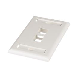 Placa de Pared Vertical, Salida Para 2 Puertos Keystone, Con Espacios Para Etiquetas, Color Blanco Mate