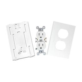 Contacto eléctrico doble, soporte y tapa color blanco de PVC auto extinguible,  para canaleta TEK100 (5591-10200)