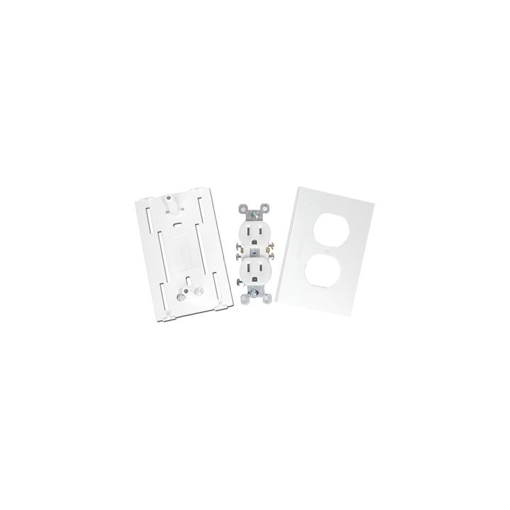 Contacto eléctrico doble, soporte y tapa color blanco de PVC auto extinguible,  para canaleta TEK100 (5591-10200)