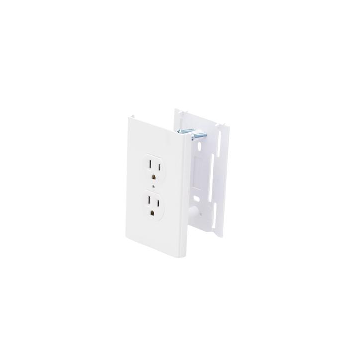 Contacto eléctrico doble, soporte y tapa color blanco de PVC auto extinguible,  para canaleta TEK100 (5591-10200)