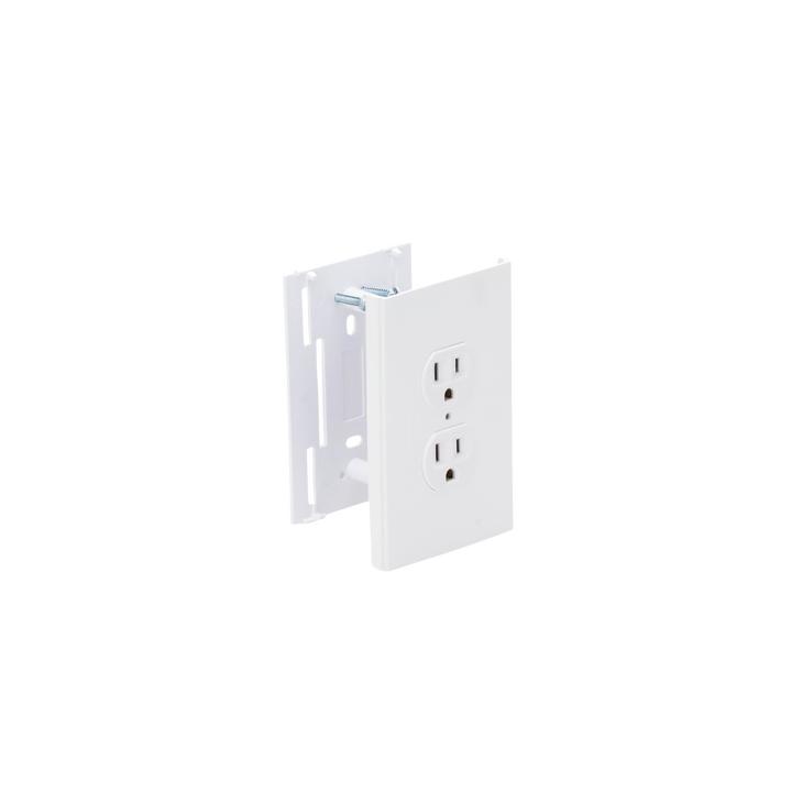 Contacto eléctrico doble, soporte y tapa color blanco de PVC auto extinguible,  para canaleta TEK100 (5591-10200)