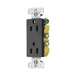Contacto Duplex Decorador 15A 125V / 2 Polos 3 Hilos/ Nema5-15R / Color Negro.