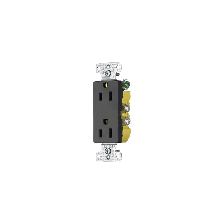 Contacto Duplex Decorador 15A 125V / 2 Polos 3 Hilos/ Nema5-15R / Color Negro.