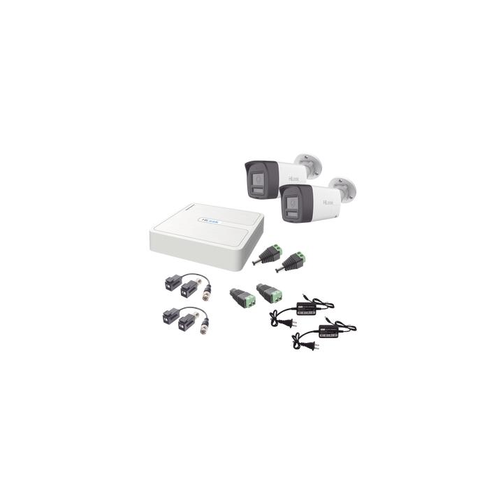 Kit HiLook Audio Bidireccional TurboHD 1080p / DVR 4 Canales / 2 Cámaras Bala (Exterior) con Bocina y Microfóno