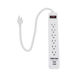 Multicontacto con 6 contactos aterrizados y 2 puertos usb.