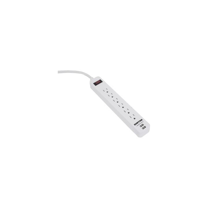 Multicontacto con 6 contactos aterrizados y 2 puertos usb.
