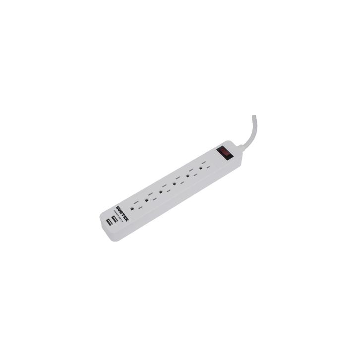Multicontacto con 6 contactos aterrizados y 2 puertos usb.