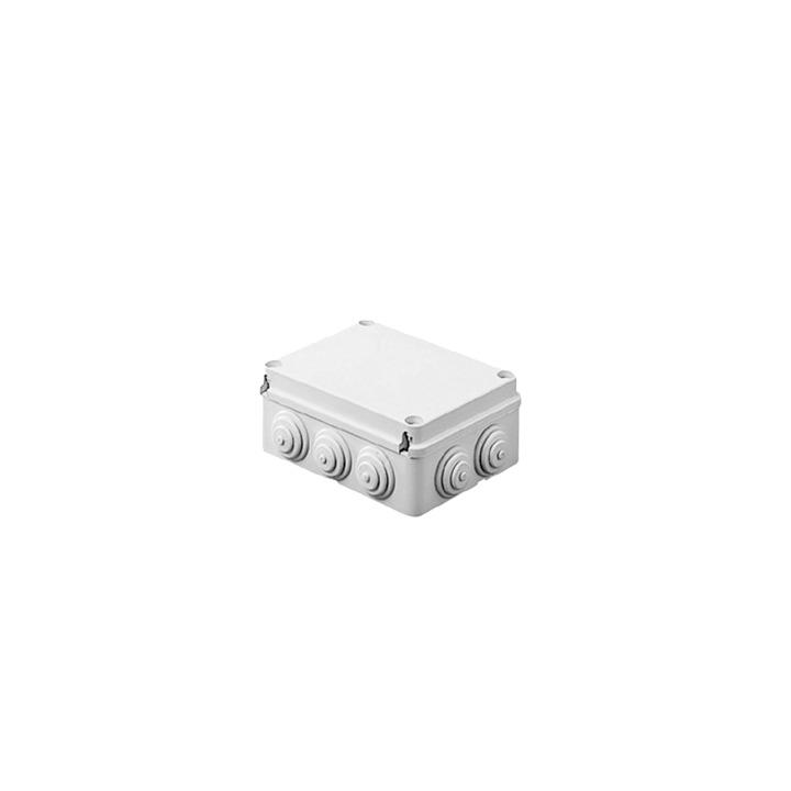 Caja de derivación de PVC Auto-extinguible con 10 entradas, tapa atornillada, 190 x 140 x 70 MM, Para Exterior (IP55)