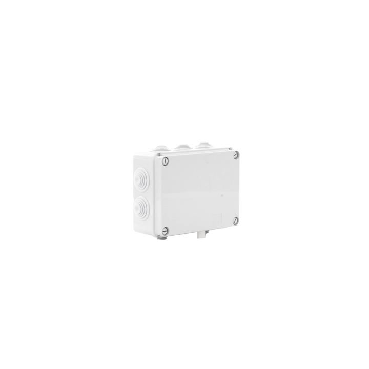 Caja de derivación de PVC Auto-extinguible con 10 entradas, tapa atornillada, 190 x 140 x 70 MM, Para Exterior (IP55)