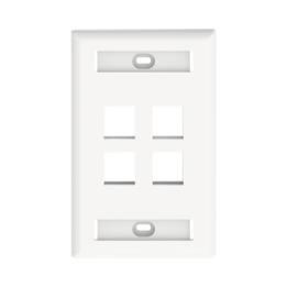 Placa de Pared Vertical, Salida Para 4 Puertos Keystone, Con Espacios Para Etiquetas, Color Blanco