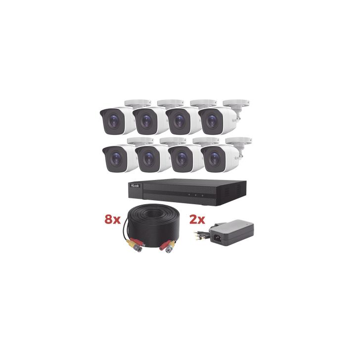 Kit TurboHD / DVR 8 Canales 1080p Lite / 8 Cámaras bala 1080p metalicas / 8 cables de 20 metros / 2 fuentes de 4