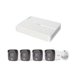 Kit IP 2 Megapixel / NVR de 8 Canales con 8 Puertos PoE / 4 Cámaras IP Bala Dual light para Exterior / Micrófono