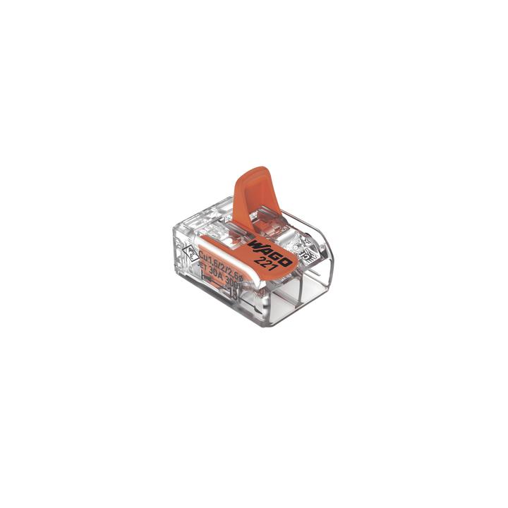 Borne de Conexión con Palancas / Serie 221 / 6 mm² Máximo / 30 A / 300 V / Transparente / T85 / CAGE CLAMP® /