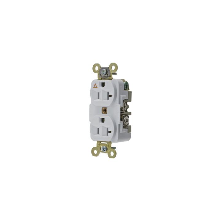 Contacto Dúplex Conexión a Tierra Aislada/ 20 A 125 V/ 2 polos 3 Hilos/ Color Blanco/ Nema 5- 20R/ Grado Industrial.