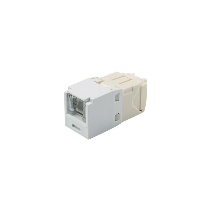 Conector Jack RJ45 Estilo TG con Ventana, Mini-Com, Categoría 6, de 8 Posiciones y 8 Cables, Color Blanco