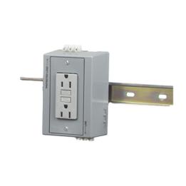 Caja Utilitaria para Montaje en Riel Din con Contacto Duplex de 15 A 125 V / Nema 5-15R / Gris.