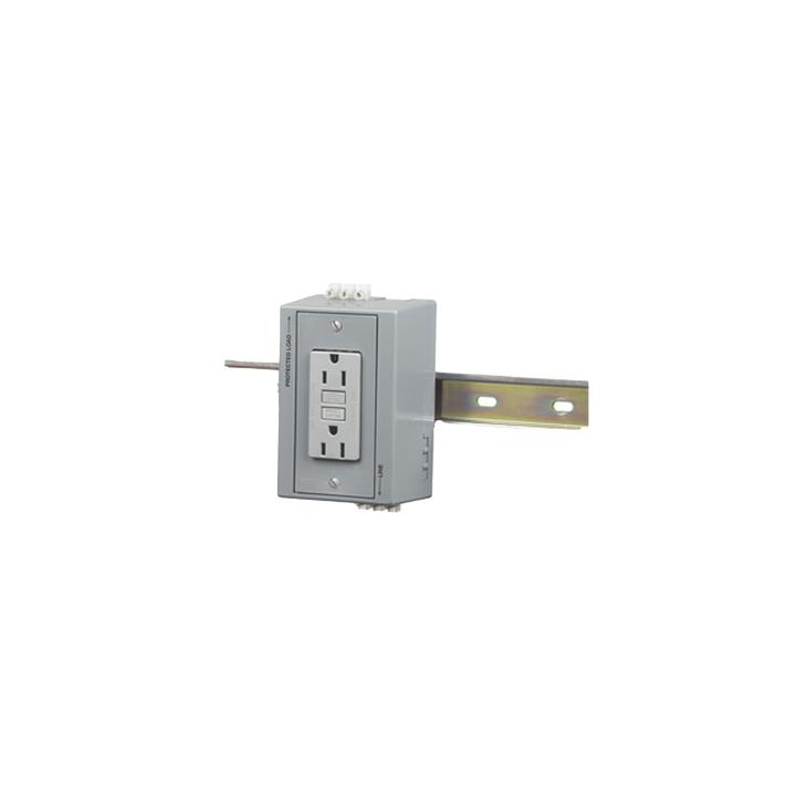 Caja Utilitaria para Montaje en Riel Din con Contacto Duplex de 15 A 125 V / Nema 5-15R / Gris.