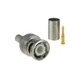 Conector BNC macho para 75 Ohm, de 3 piezas en línea, anillo plegable para cable RG-59/U en aplicación de CCTV,