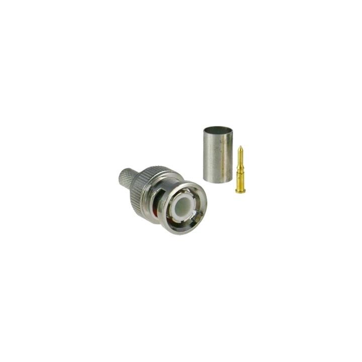Conector BNC macho para 75 Ohm, de 3 piezas en línea, anillo plegable para cable RG-59/U en aplicación de CCTV,