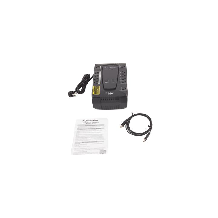 UPS de 750 VA/450 W, Topología Línea Interactiva, Entrada 120 Vca NEMA 5-15P, Tipo Gabinete Compacto, Con 12 Tomas