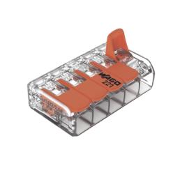 Conector Eléctrico / Borna de Conexión con Palancas / 5 Puntos / 6 mm² Máximo / 30A 450V / Transparente / CAGE