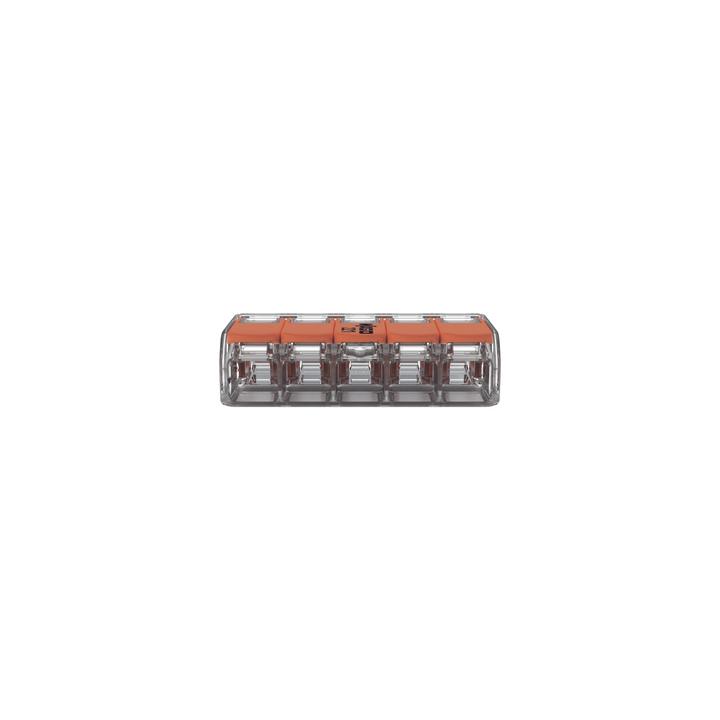 Conector Eléctrico / Borna de Conexión con Palancas / 5 Puntos / 6 mm² Máximo / 30A 450V / Transparente / CAGE