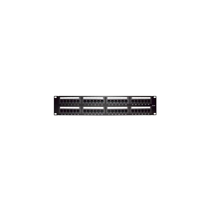 Panel de Parcheo de Impacto (110) UTP de 48 Puertos Cat5e 19 Pulgadas (48.26 cm), 2U con Barra para Organizar Cable