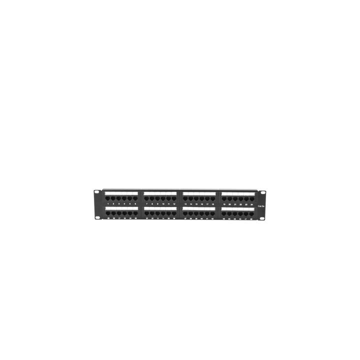 Panel de Parcheo de Impacto (110) UTP de 48 Puertos Cat5e 19 Pulgadas (48.26 cm), 2U con Barra para Organizar Cable