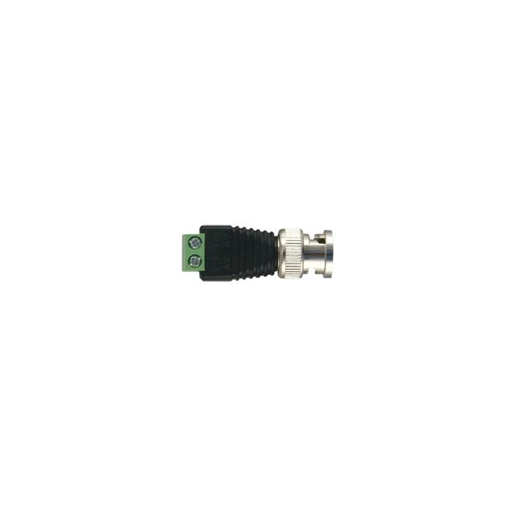 Adaptador de conector BNC macho a 2 terminales-tornillo para cables AWG-26-14, en aplicaciones Video Vigilancia,
