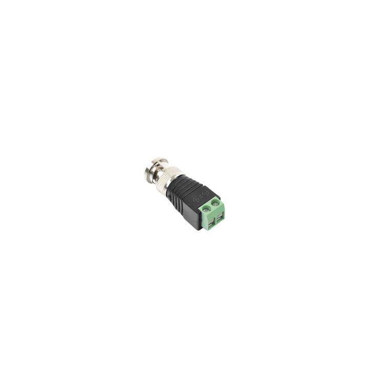 Adaptador de conector BNC macho a 2 terminales-tornillo para cables AWG-26-14, en aplicaciones Video Vigilancia,