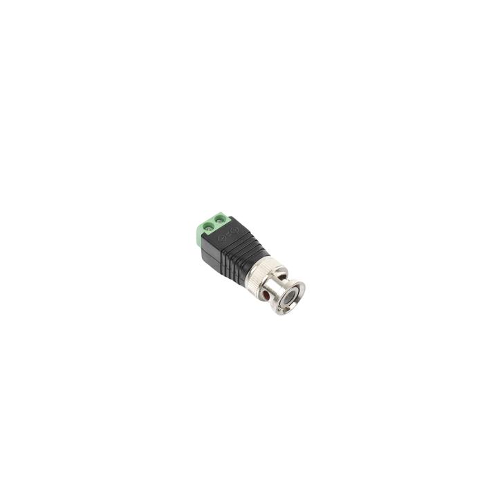 Adaptador de conector BNC macho a 2 terminales-tornillo para cables AWG-26-14, en aplicaciones Video Vigilancia,