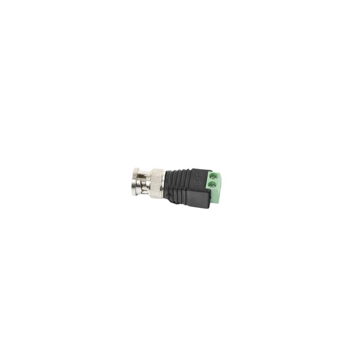 Adaptador de conector BNC macho a 2 terminales-tornillo para cables AWG-26-14, en aplicaciones Video Vigilancia,