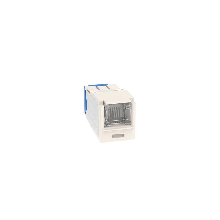 Conector Jack RJ45 Estilo TG con Ventana, Mini-Com, Categoría 6A, de 8 Posiciones y 8 Cables, Color Blanco