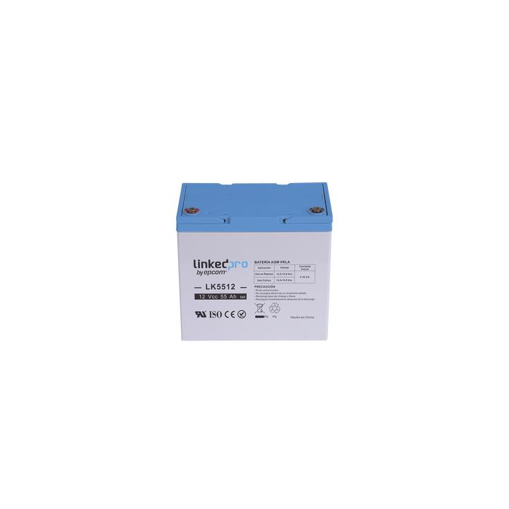 Batería 12 V / 55 Ah / UL / Tecnología AGM / Vida útil promedio de 5 años / Para uso en equipo electrónico,
