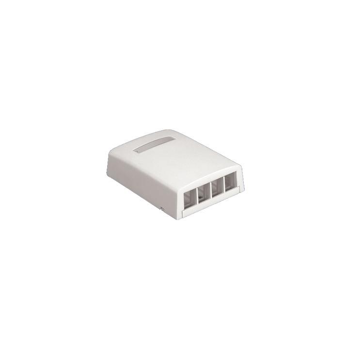 Caja de Montaje en Superficie, Para 4 Módulos Keystone, Color Blanco Mate