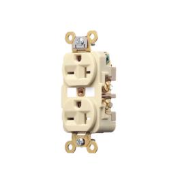 Contacto Dúplex 20 A 250 V / 2 Polos 3 Hilos / Nema 6-20R / Grado Industrial /Color Marfil.