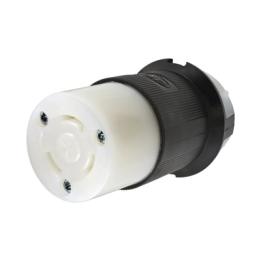 Conector Industrial con Bloqueo de Media Vuelta / 30 A 125 V CA / 2 Polos 3 Hilos / Color Blanco y Negro / Nema L5-30R.