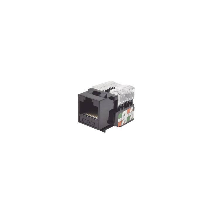 Módulo Jack Keystone Cat6 con Terminación 110 (Punchdown) para Faceplate - Color Negro