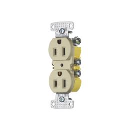 Contacto Duplex 15A 125V/ 2 Polos 3 Hilos / Cableado posterior y lateral / Nema 5-15R / Color Marfil.