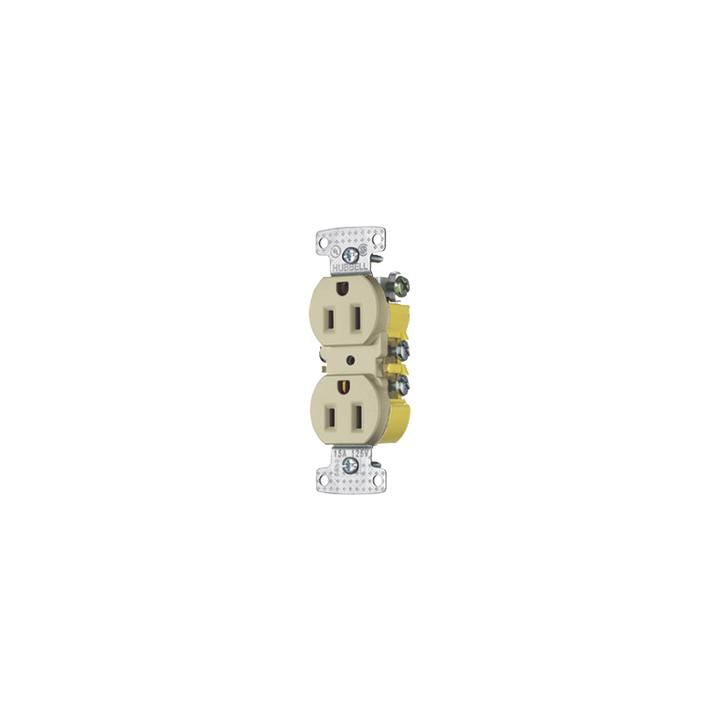 Contacto Duplex 15A 125V/ 2 Polos 3 Hilos / Cableado posterior y lateral / Nema 5-15R / Color Marfil.