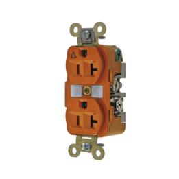 Contacto Dúplex Conexión a Tierra Aislada/ 20 A 125 V/ 2 polos 3 Hilos/ Color Naranja/ Nema 5- 20R/ Grado Industrial.