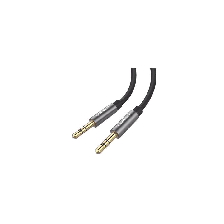 Cable Auxiliar 2 Metros / Conector 3.5mm a 3.5mm / Macho a Macho / Cubierta de TPE / Carcasa de Aluminio / Color Negro