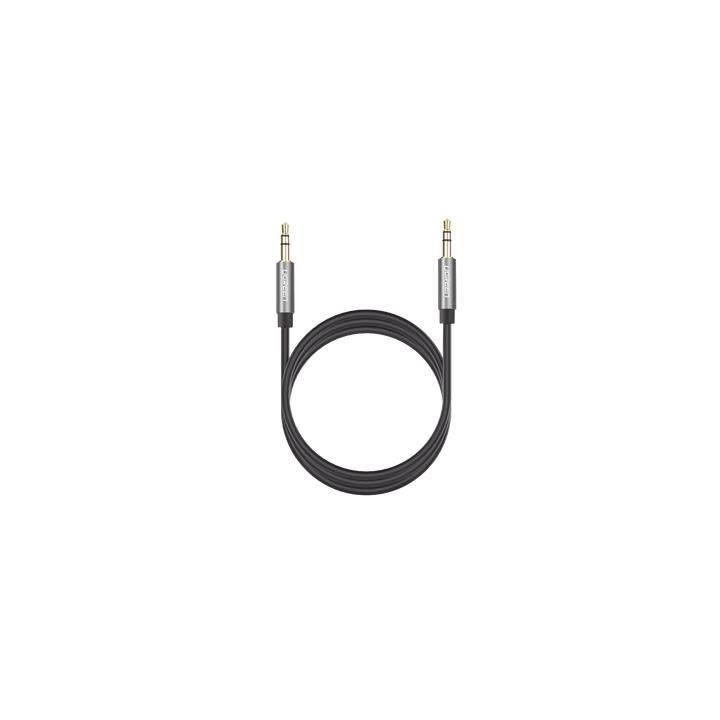 Cable Auxiliar 2 Metros / Conector 3.5mm a 3.5mm / Macho a Macho / Cubierta de TPE / Carcasa de Aluminio / Color Negro