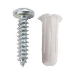 Paquete de 20 taquetes blancos  3/4" y 20 tornillos 8mm x 3/4" (1101-05002)